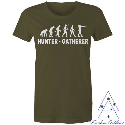 Hunter Gatherer - Firearms. AS Color 100% cotton women's maple tee. Printed graphic