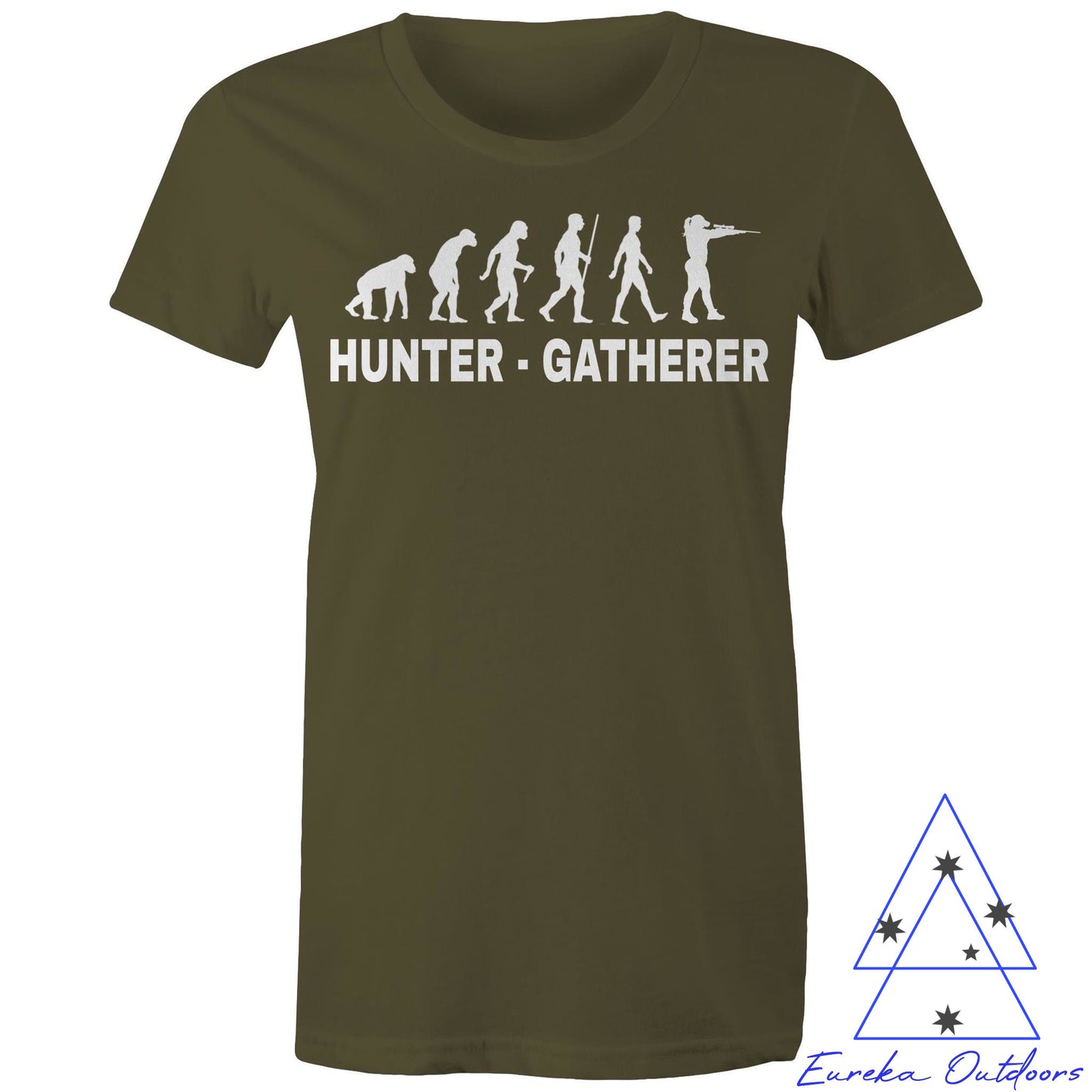 Hunter Gatherer - Firearms. AS Color 100% cotton women's maple tee. Printed graphic