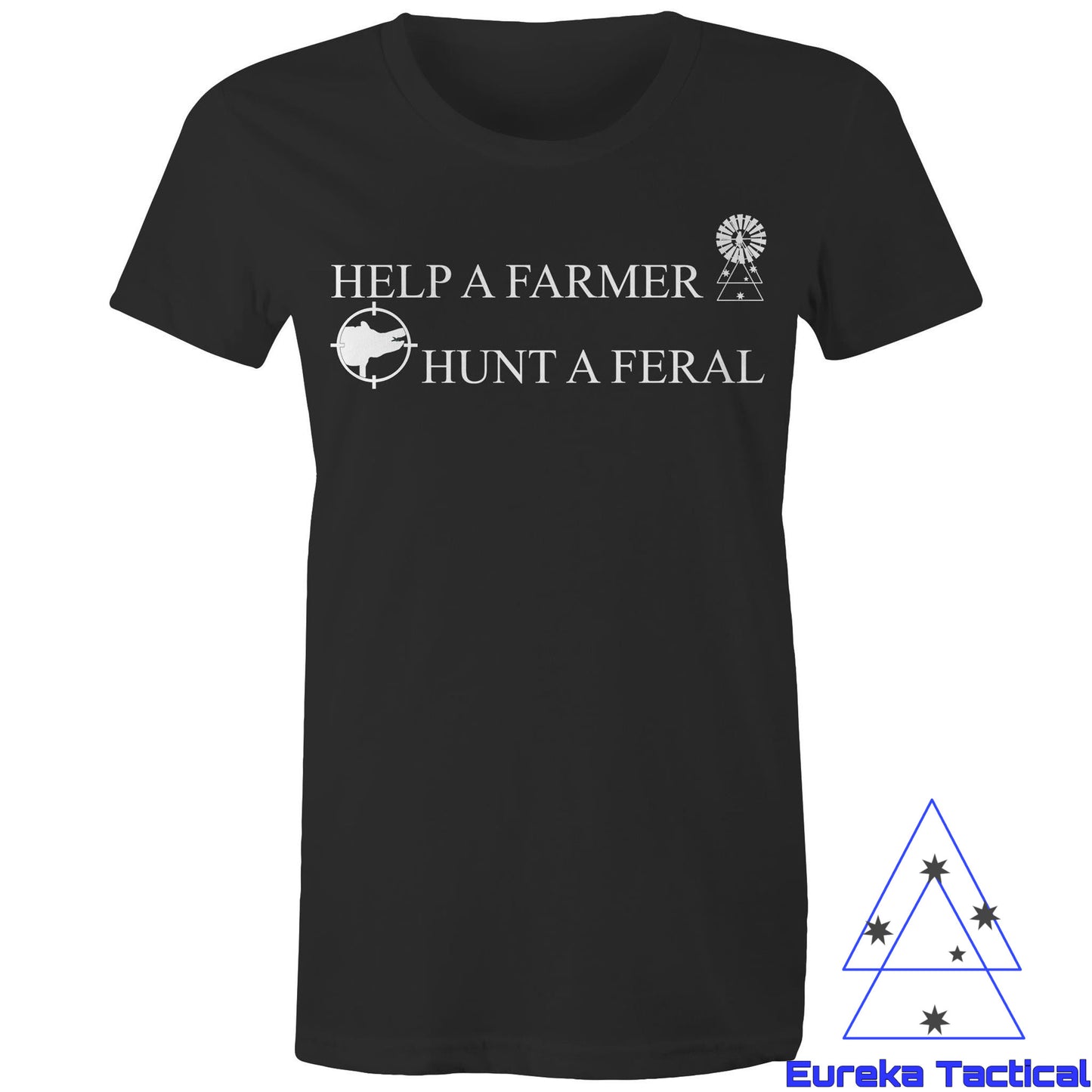 Help a farmer, hunt a feral. Women's AS Colour 100% Cotton Maple Tee