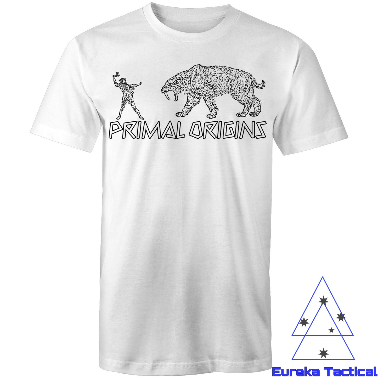 Primal Origins - Man vs Sabretooth Tiger AS Colour Staple - Mens T-Shirt